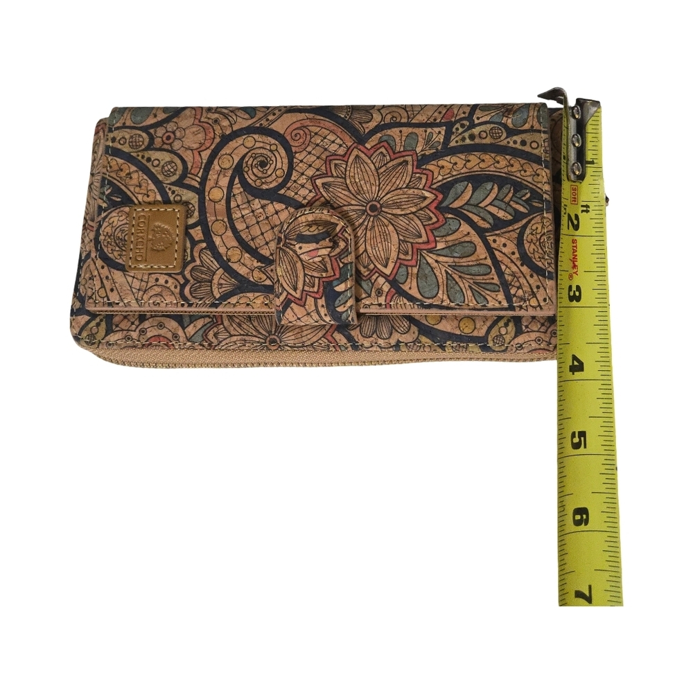 Artistic Floral Tan and Blue Women's Wallet - Picture 5 of 7